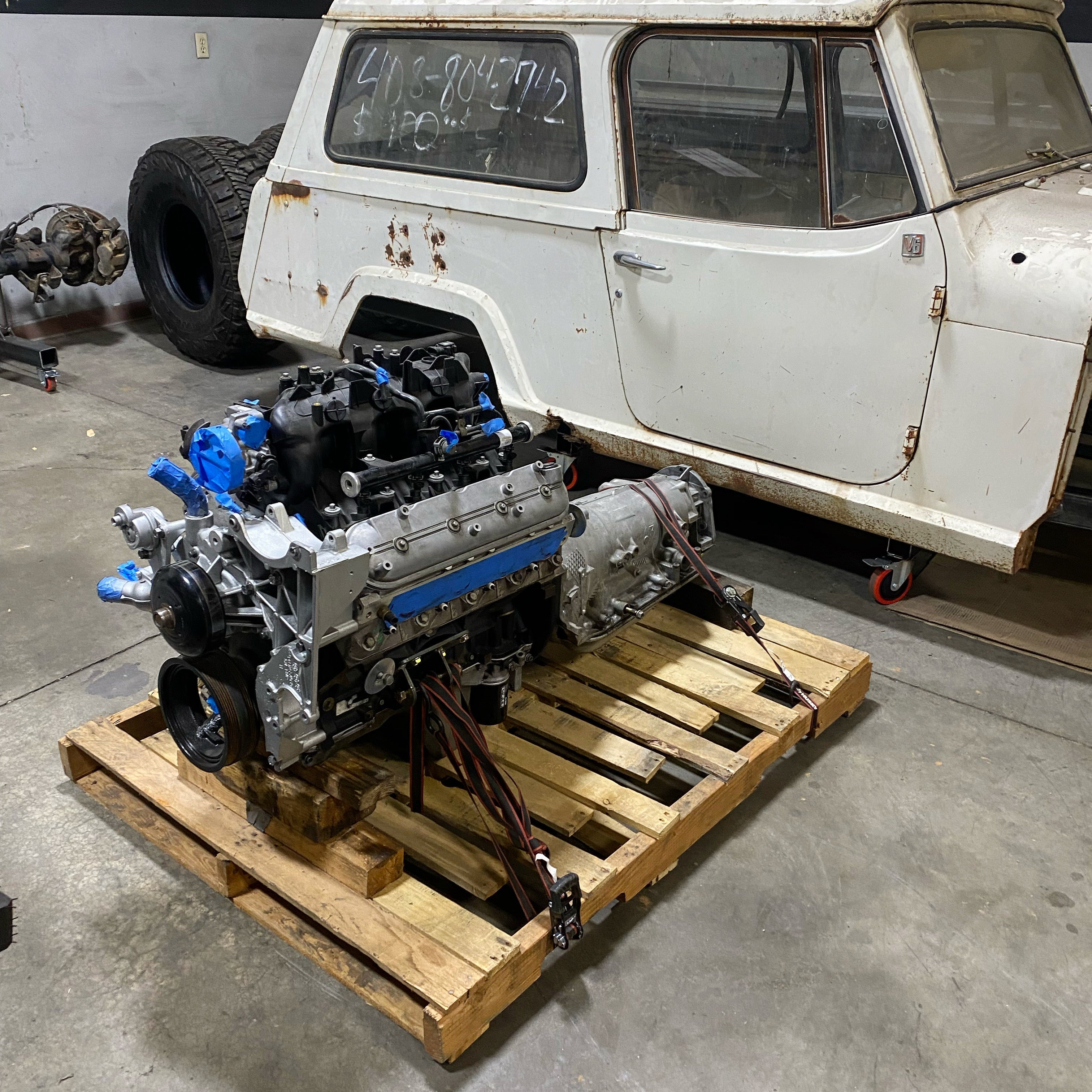 The Junkyard Jeepster Part 2: LS Swapped Jeepster and Mounting the Drivetrain
