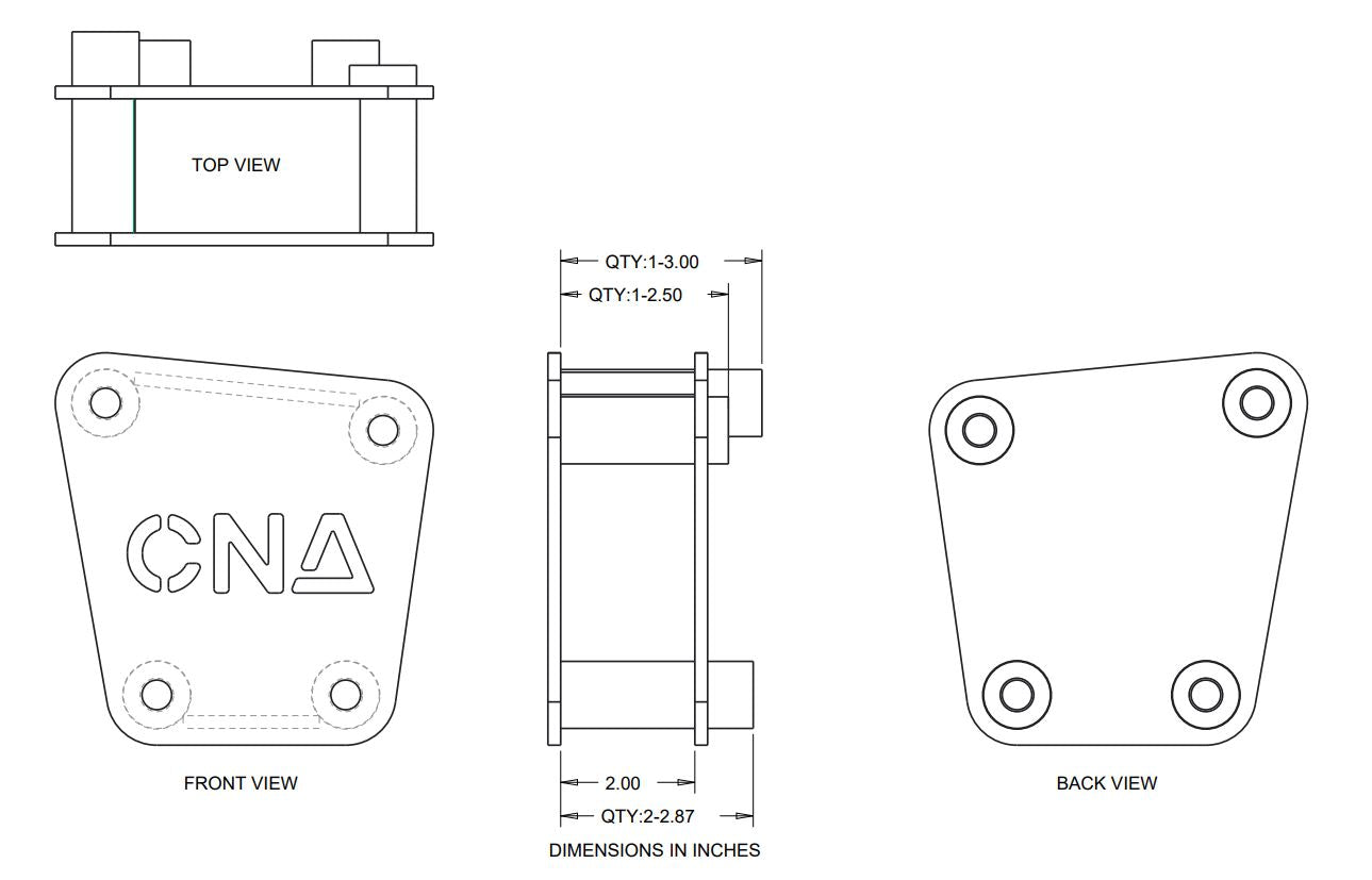 Universal GM Saginaw Steering Box Mount - Tubing Spacers